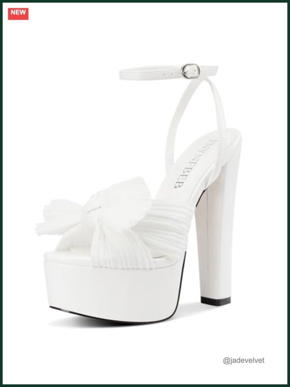 Chunky Block Heel Platform Sandals Open Toe Ankle Strap Bow-knot Prom Heels 5.9